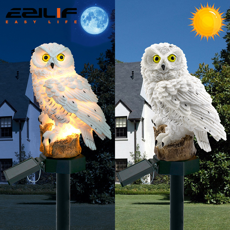 Outdoor Lighting And Landscape - Solar light owl animal sculpture solar