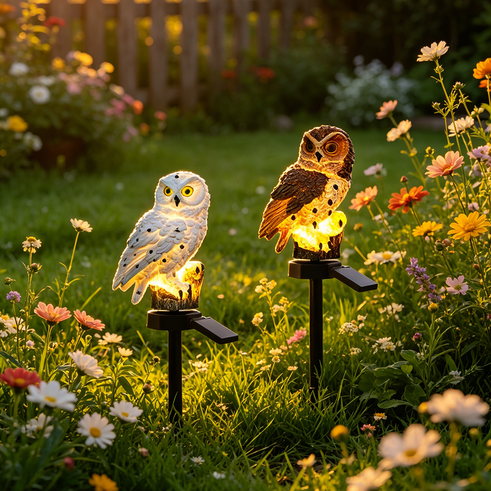 Outdoor Lighting And Landscape - Owl Solar Light, Resin Owl Ground