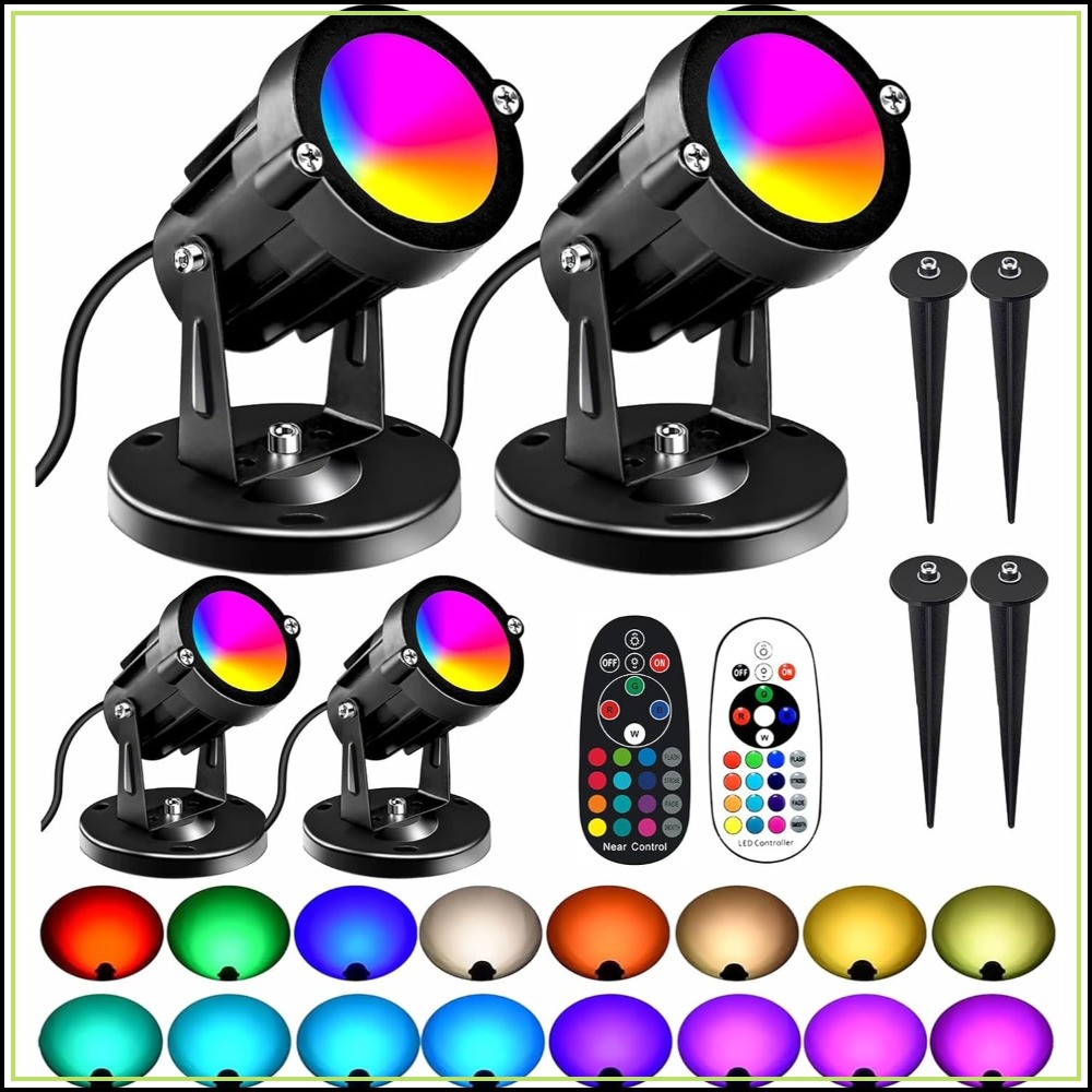 Outdoor Lighting And Landscape - RGBW 8W LED Spotlight with Remote,