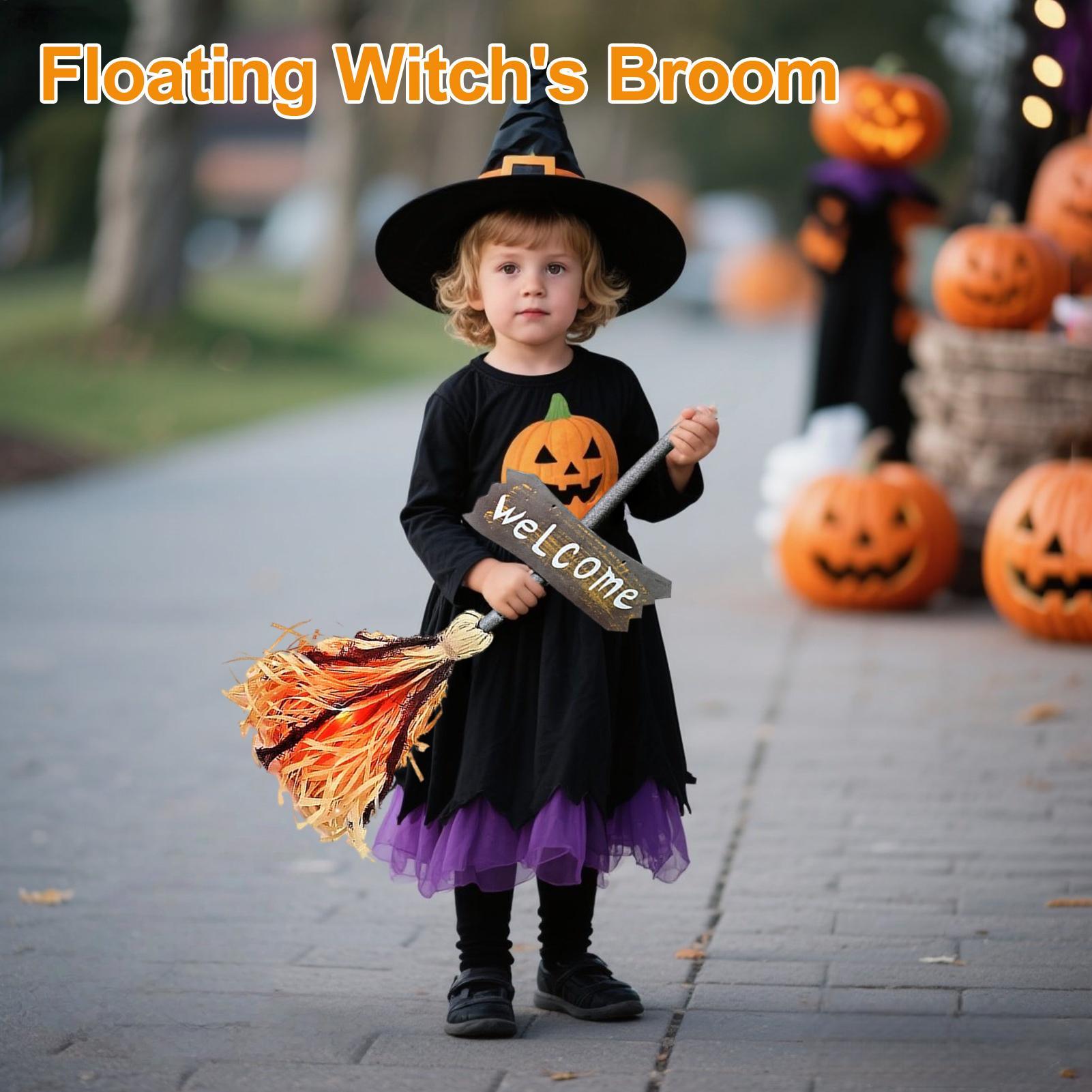 Outdoor Lighting Driveway - Halloween Floating Broom Halloween Yard Witch