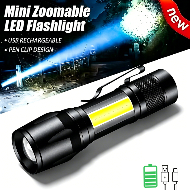 Outdoor Lighting Globes - Mini LED Flashlight COB+XPE Portable Torch