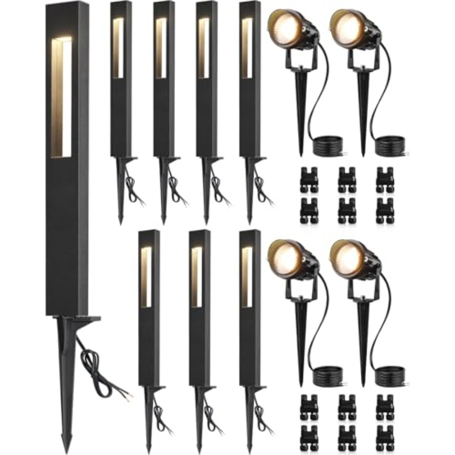 Outdoor Lighting Low Voltage - 12-Pack Low Voltage Pathway Lights Wired