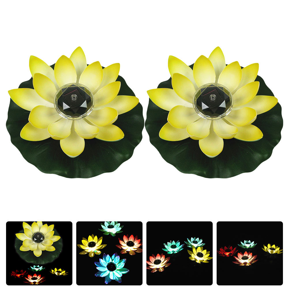 Outdoor Lighting And Landscape - 2Pcs Solar Lotus Design Floating Pool