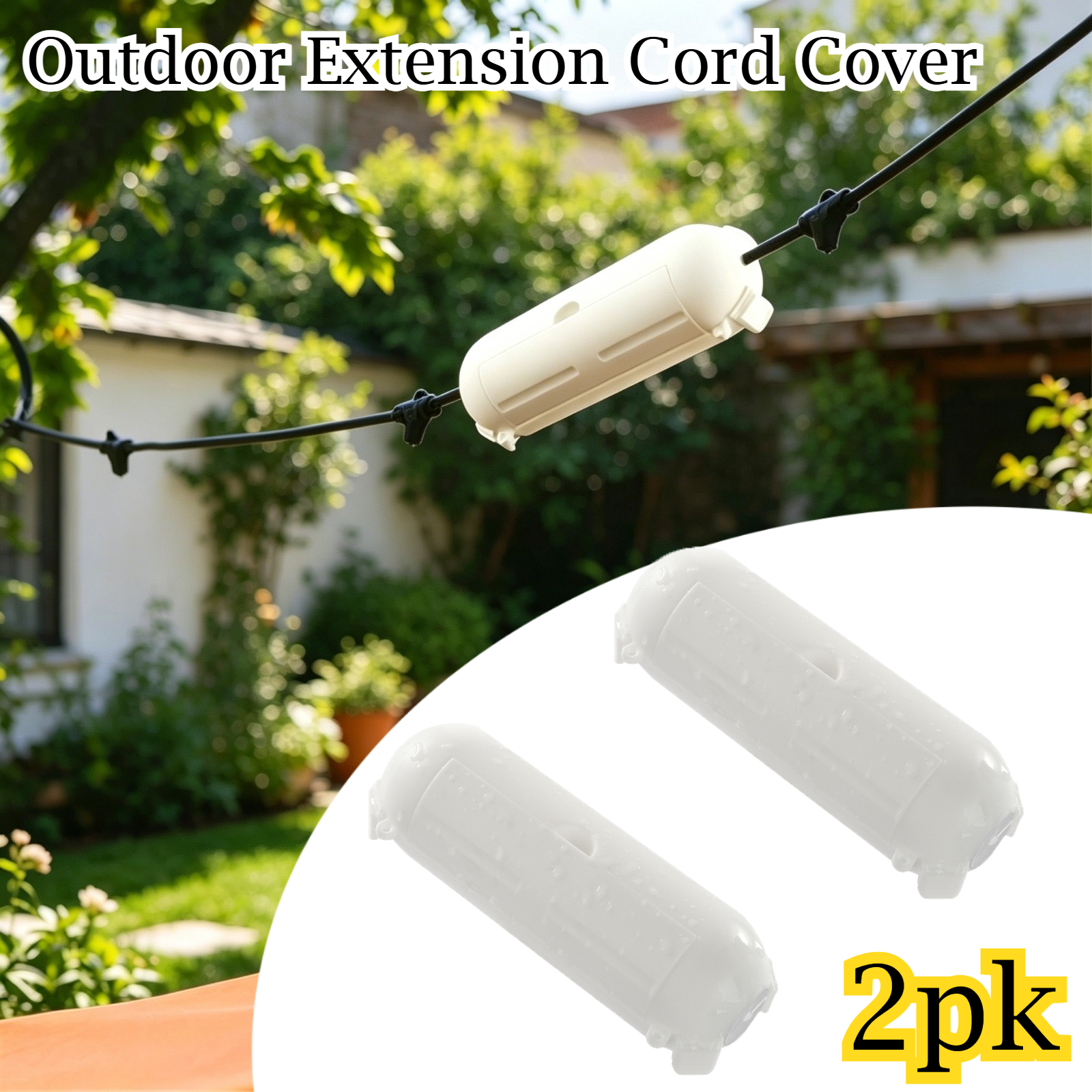 Outdoor Lighting Extension Cable - 2 Pack Waterproof Outdoor Connection Box