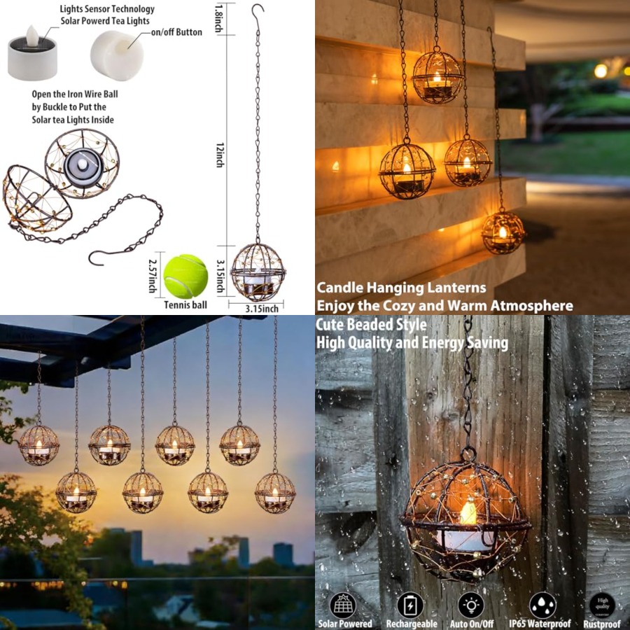 Outdoor Lighting Globes - Outdoor Solar Hanging Lanterns Waterproof, Globe