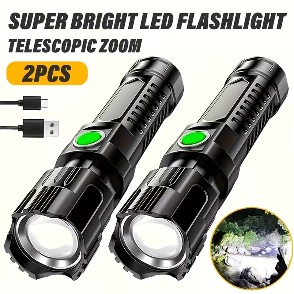 Outdoor Lighting Globes - Super Bright LED Flashlight USB Rechargeable