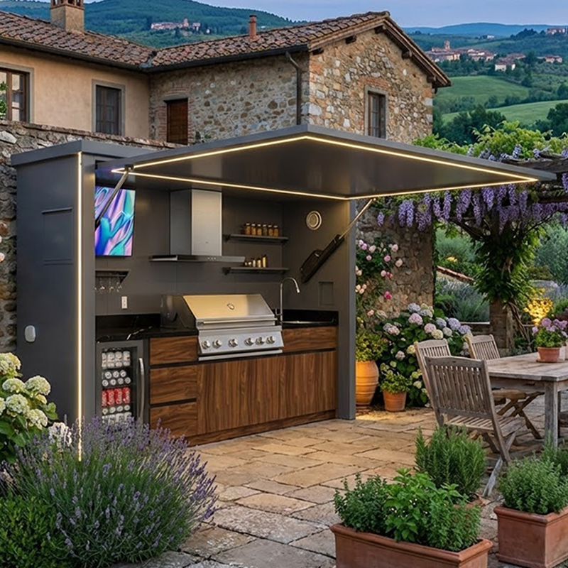 Outdoor Lighting Restaurant - Aluminum Outdoor Kitchen Suite Modular Cabinets