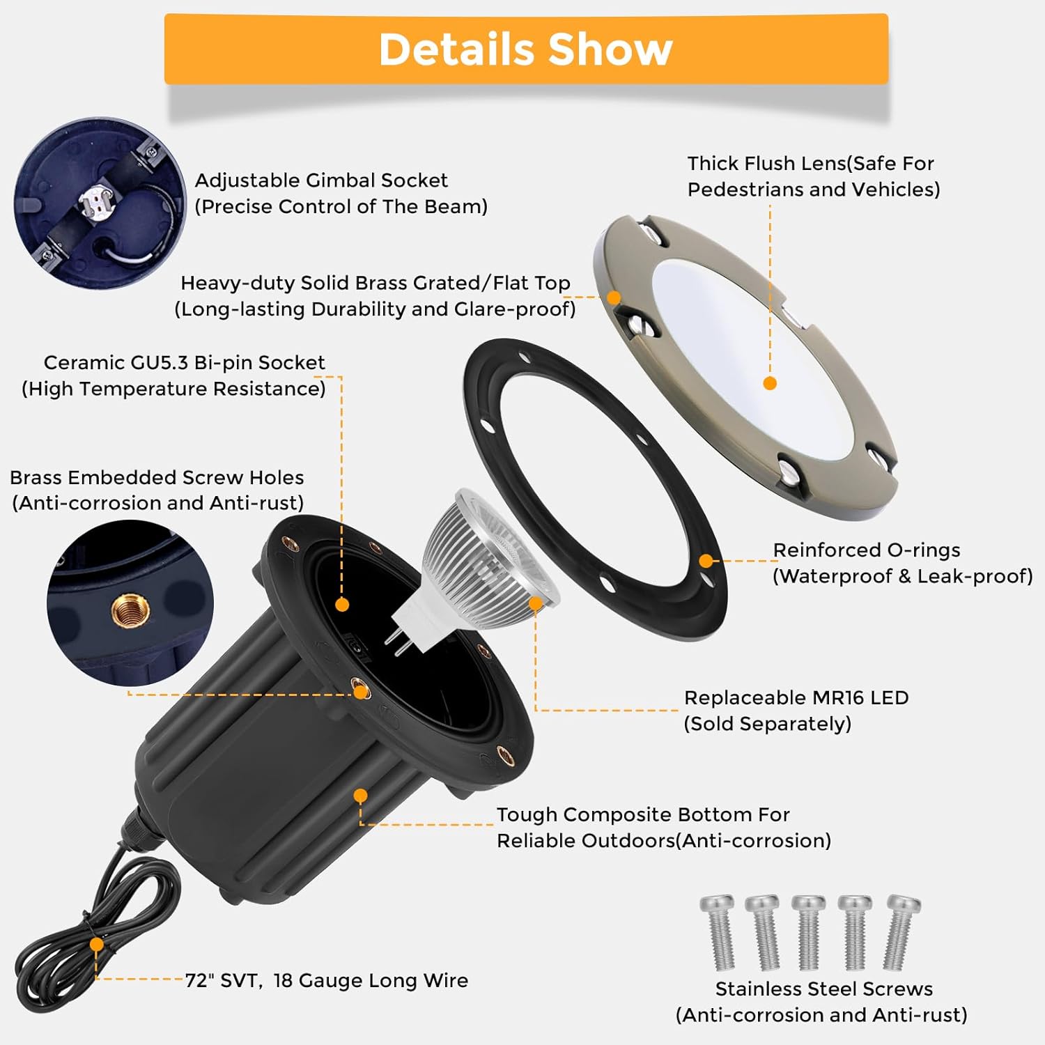 12V Wired Waterproof In Ground - Outdoor Lighting Ground Fixtures avaliação e preço