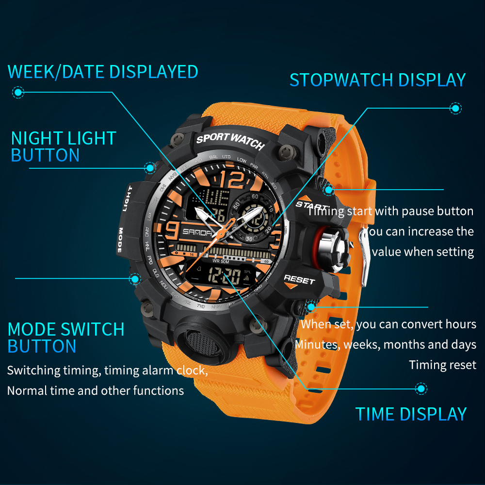 SANDA 3133 Outdoor Men's Watch - Outdoor Lighting Zones avaliação e preço