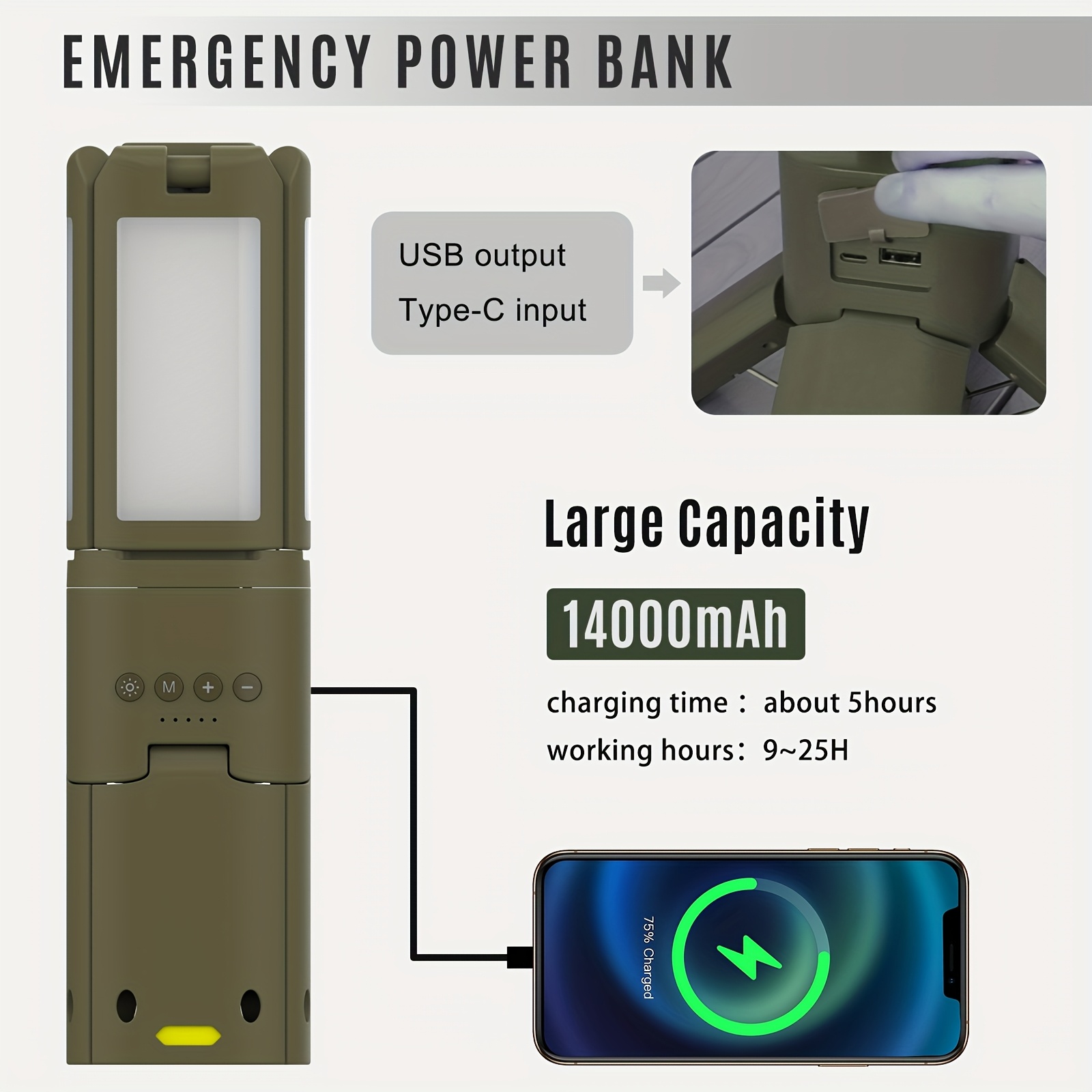 Camping Lantern, 14000mAh Rech - Outdoor Lighting Wire avaliação e preço