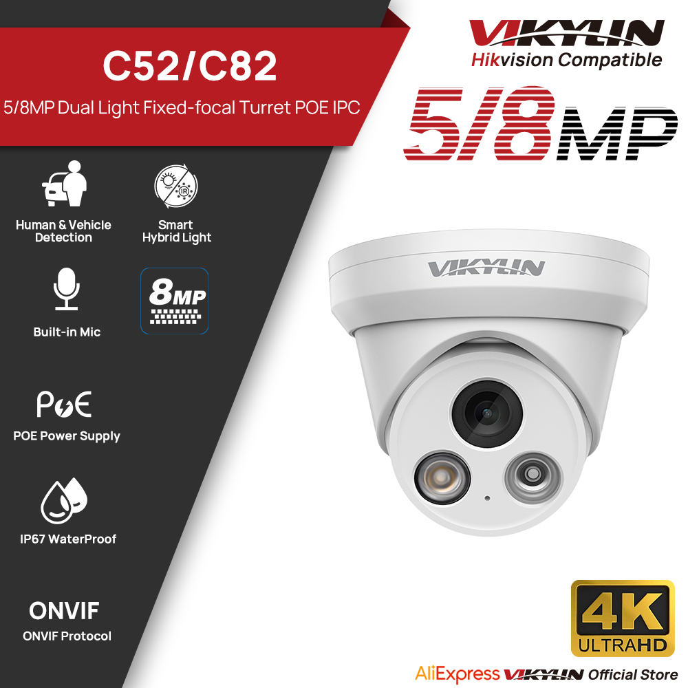 VIKYLIN 5/8MP 4K IP Camera Dua - Outdoor Lighting Under Roof avaliação e preço
