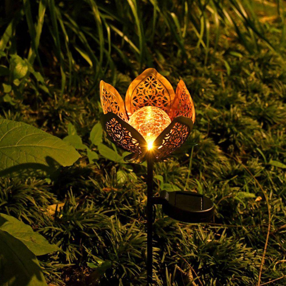 Lotus Shaped Solar Powered Lam - Outdoor Lighting Ground Fixtures avaliação e preço