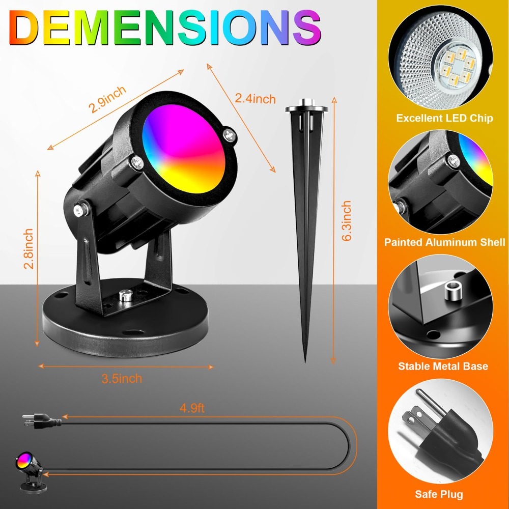 RGBW 8W LED Spotlight with Rem - Outdoor Lighting And Landscape avaliação e preço