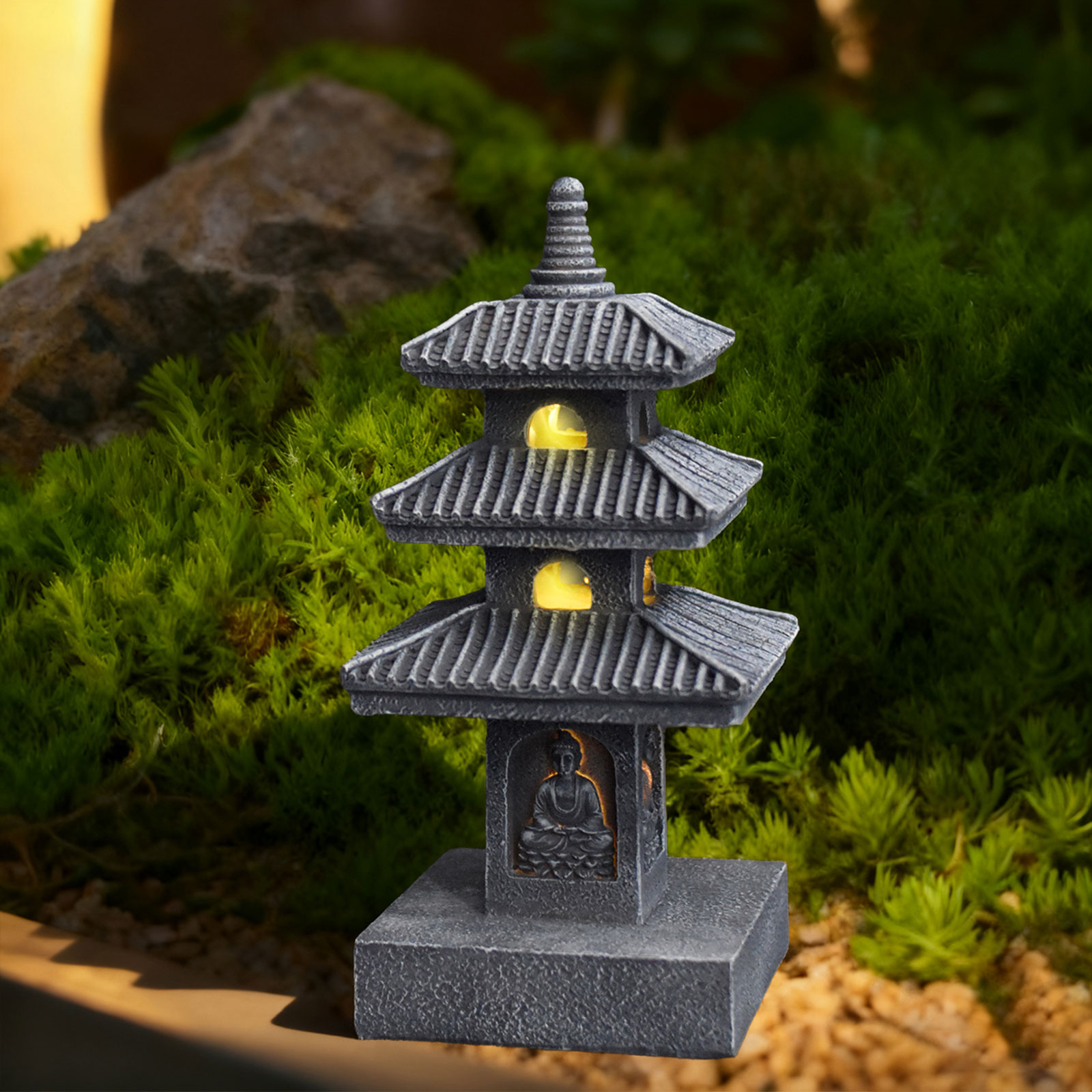 Solar Pagoda Lantern Garden St - Outdoor Lighting Driveway avaliação e preço
