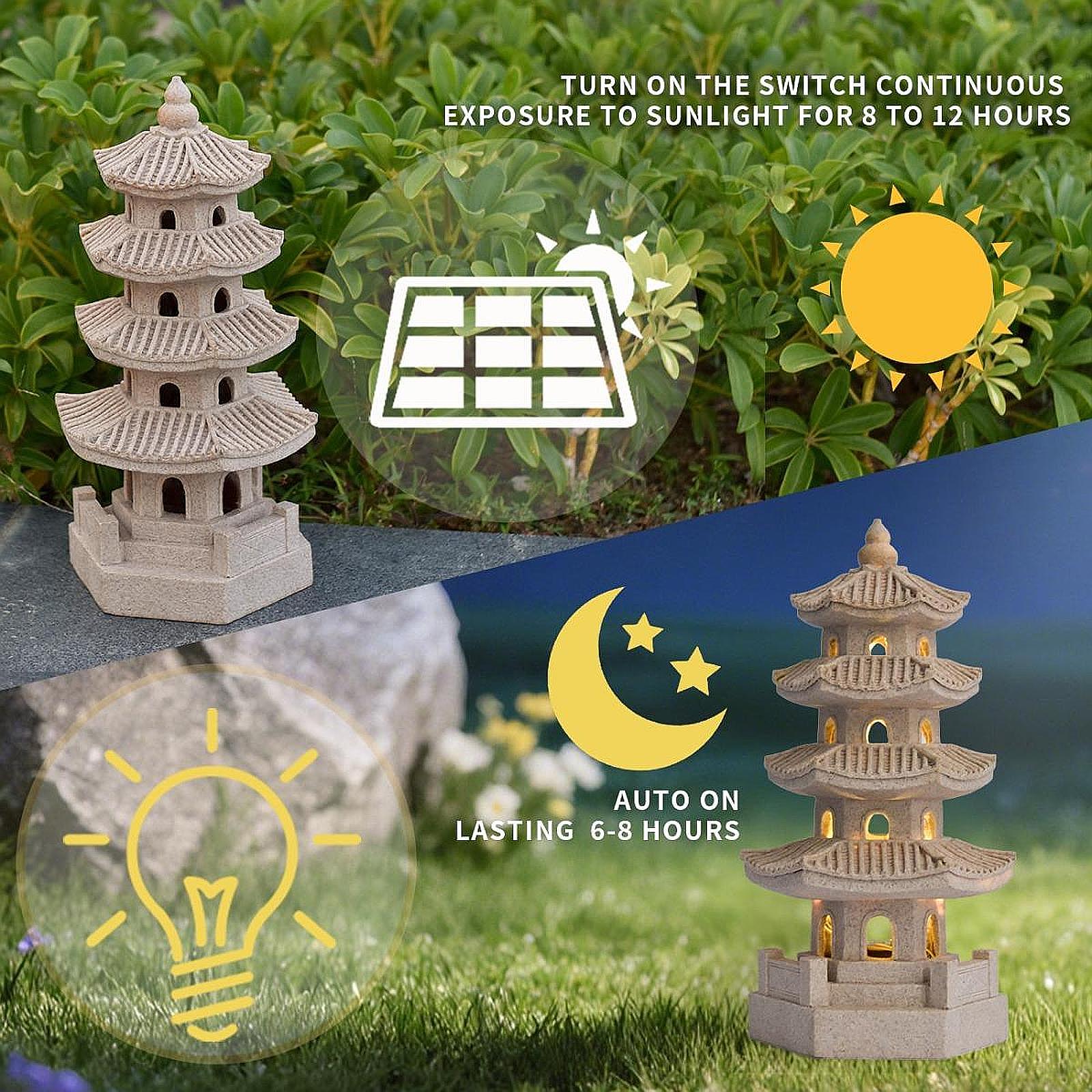 Solar Pagoda Lantern Garden St - Outdoor Lighting Driveway avaliação e preço