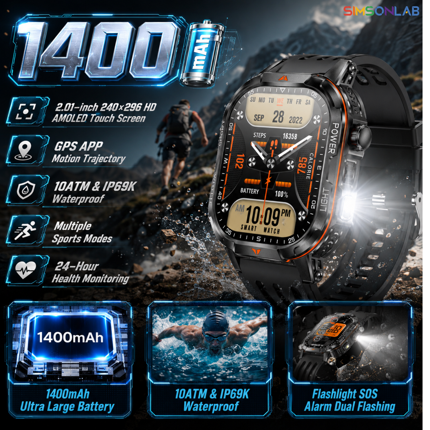2026 New 1400mAh Super Large B - Deck Step Light avaliação e preço