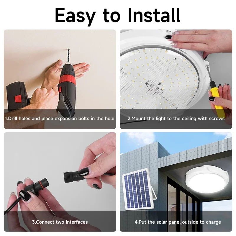 LED Solar Ceiling Light Outdoo - Outdoor Lighting Under Roof avaliação e preço