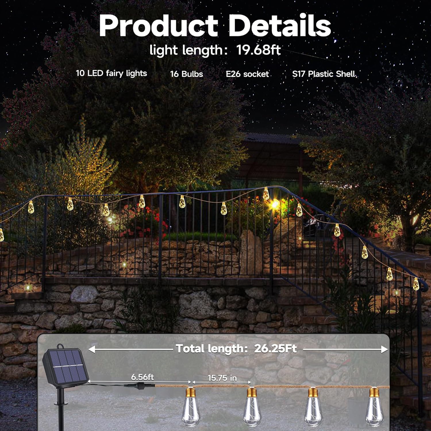 Solar Outdoor String Lights 20 - Outdoor Lighting For Garden avaliação e preço