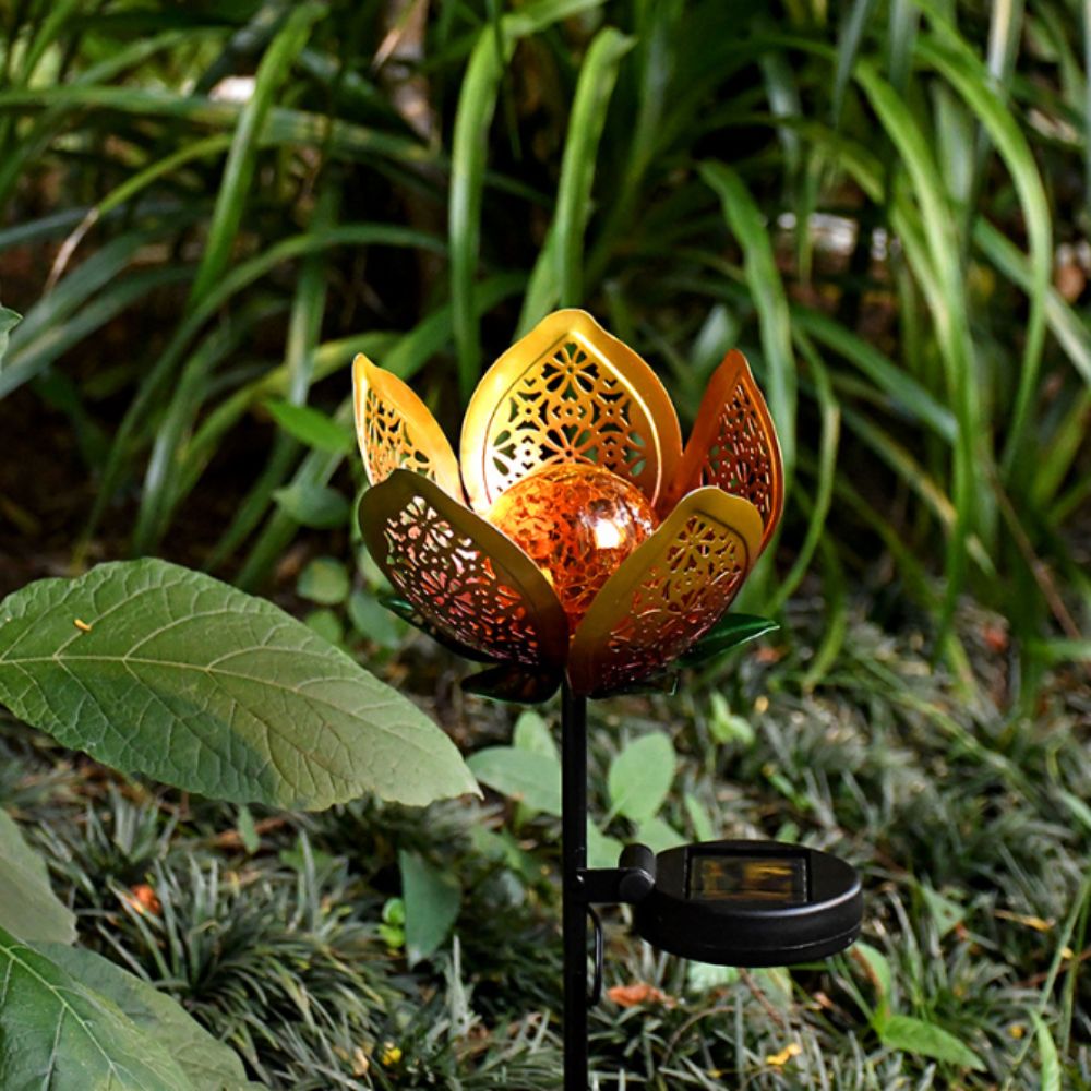 Lotus Shaped Solar Powered Lam - Outdoor Lighting Ground Fixtures avaliação e preço