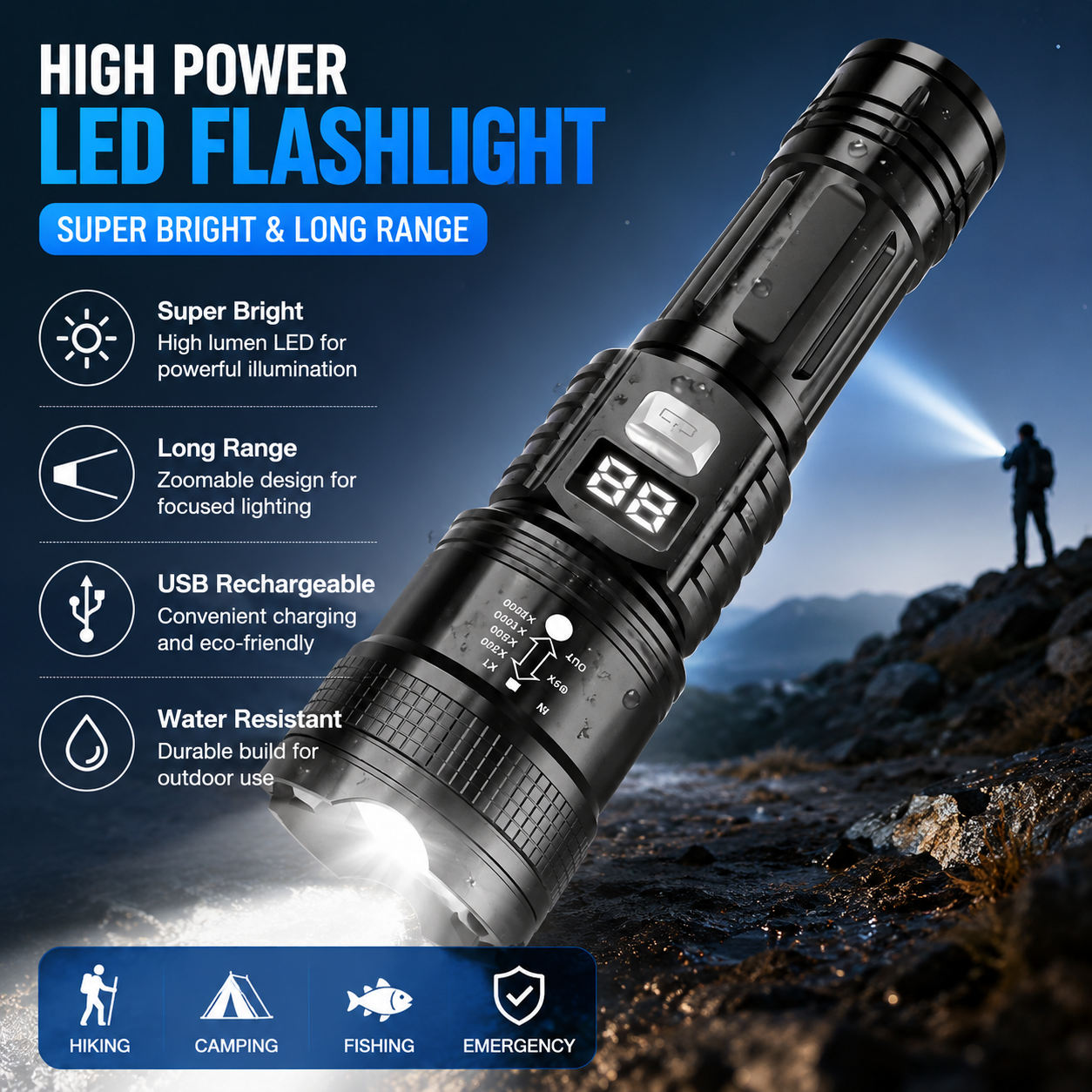 P50 High Brightness Flashlight - Outdoor Lighting Permanent avaliação e preço