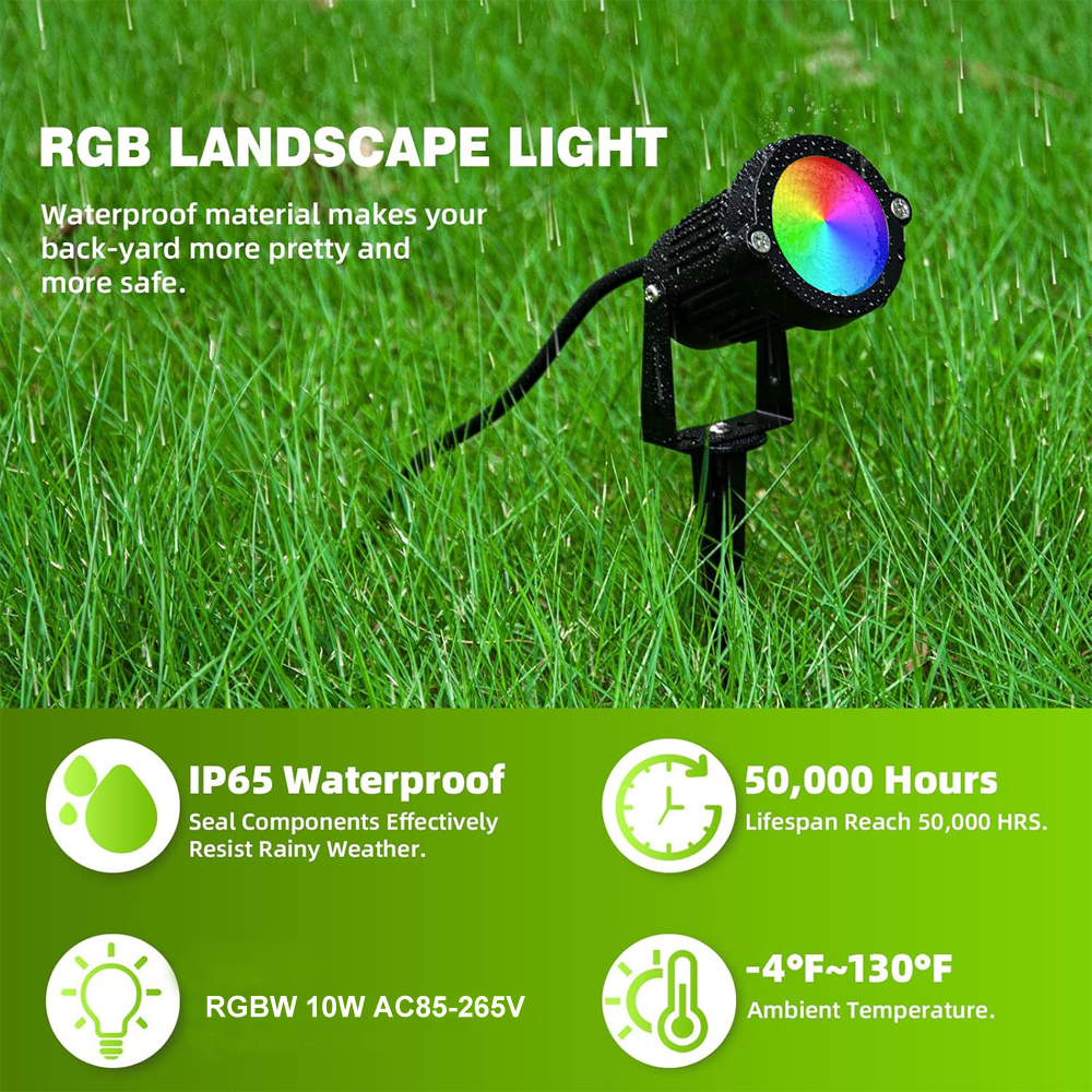 RGBW Landscape Lighting 10W wi - Outdoor Lighting For Garden avaliação e preço