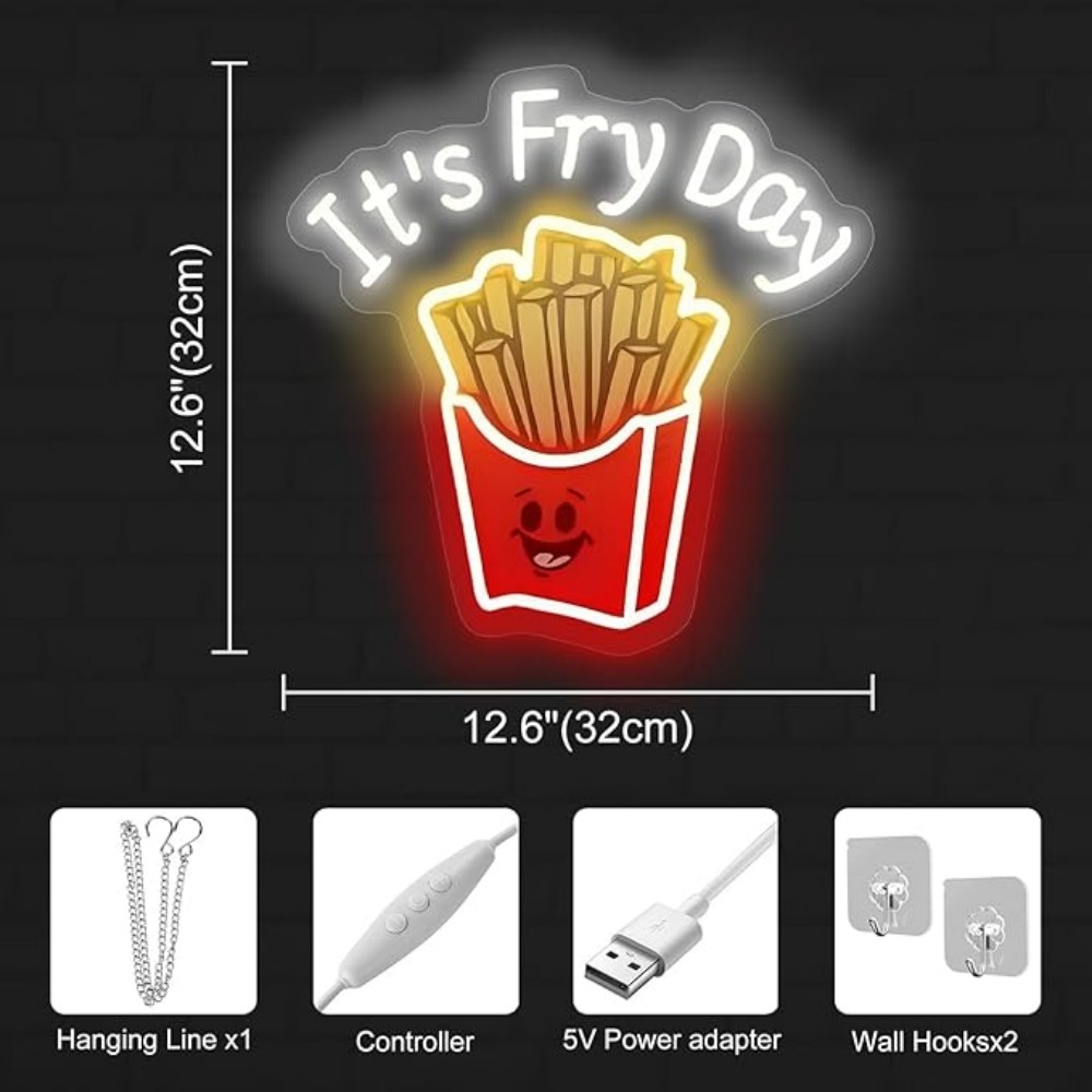 French Fries Neon Light,It's F - Outdoor Lighting Restaurant avaliação e preço