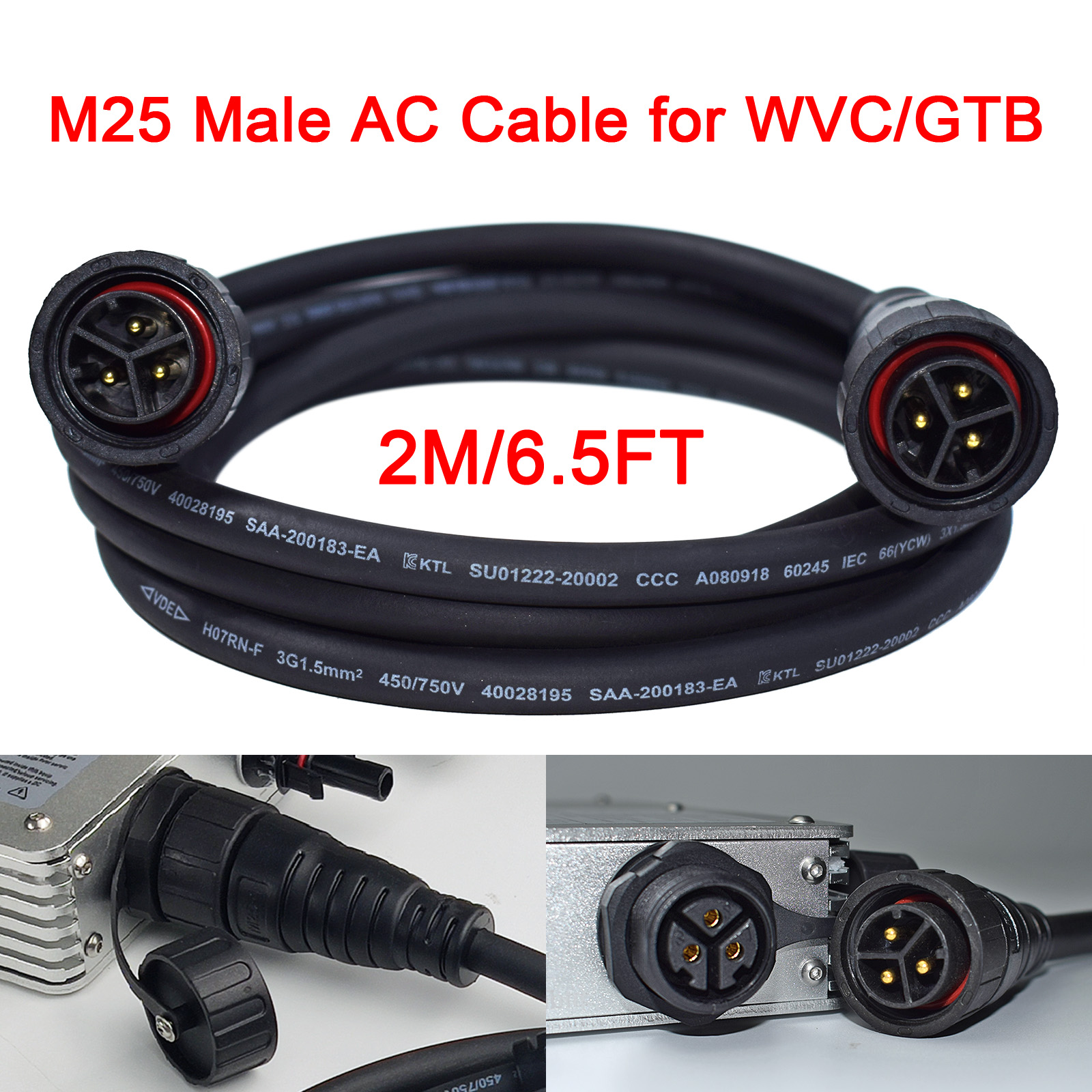 M25 AC Cable 2M for WVC 600/70 - Outdoor Lighting Extension Cable avaliação e preço