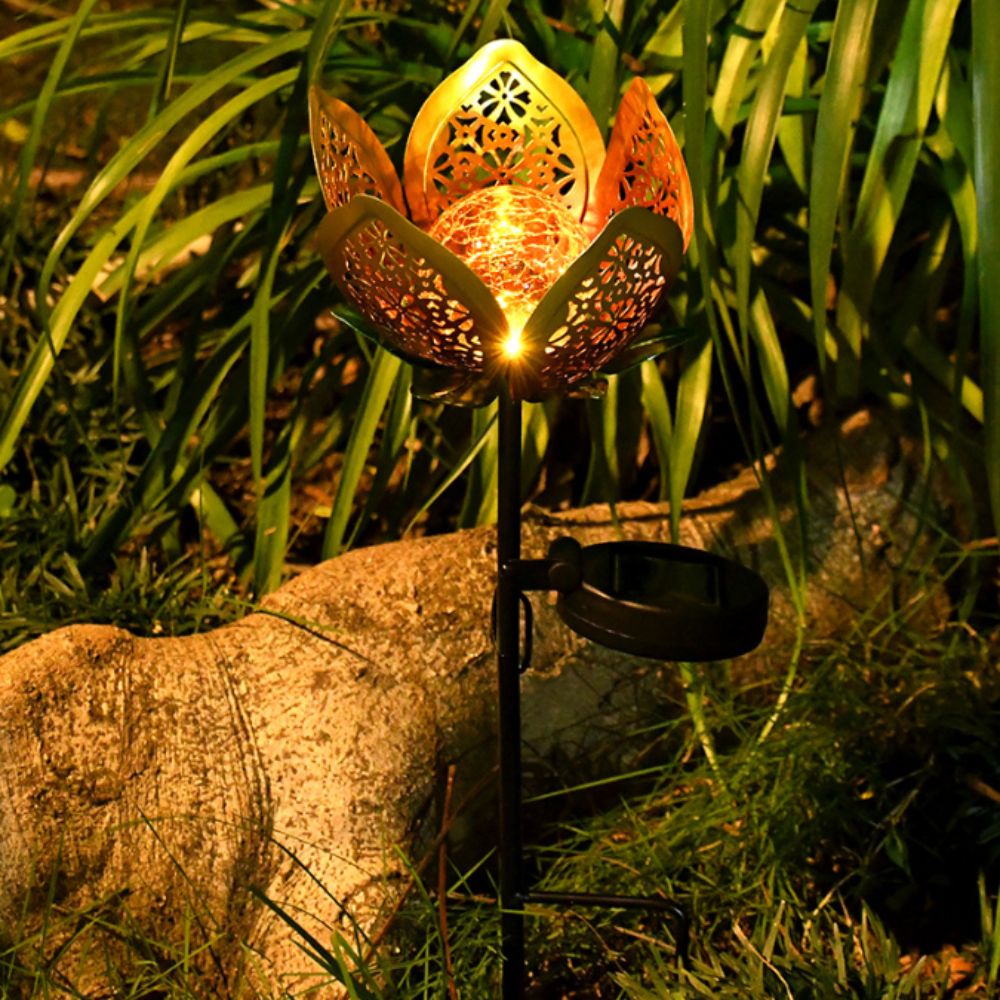 Lotus Shaped Solar Powered Lam - Outdoor Lighting Ground Fixtures avaliação e preço