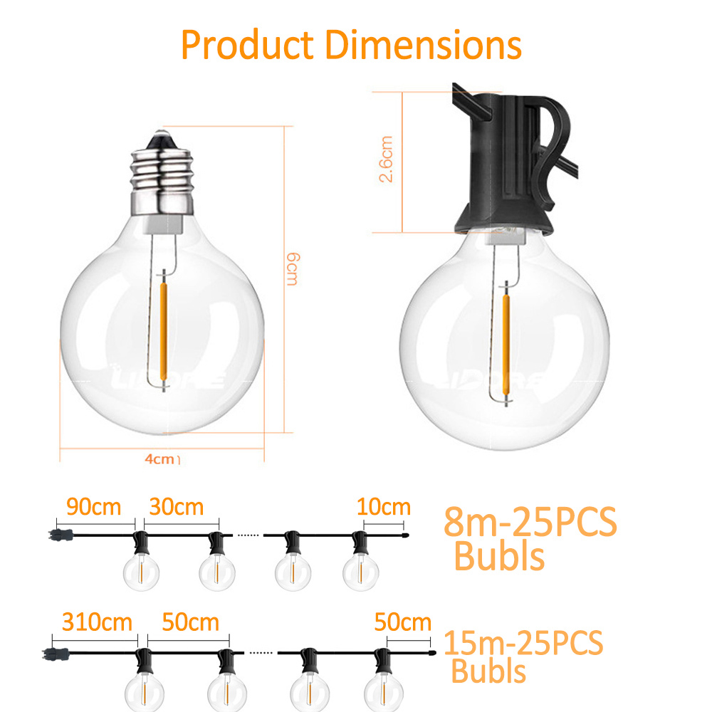 8M/15M G40 Globe String Lights - Outdoor Lighting Globes avaliação e preço