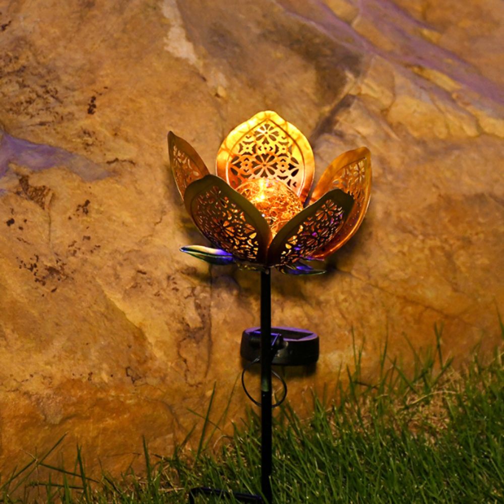 Lotus Shaped Solar Powered Lam - Outdoor Lighting Ground Fixtures avaliação e preço