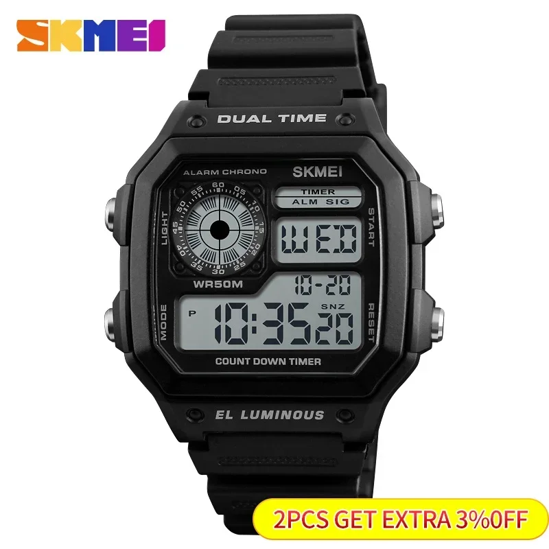 SKMEI 1299 Fashion Men PU Stra - Outdoor Lighting Zones avaliação e preço