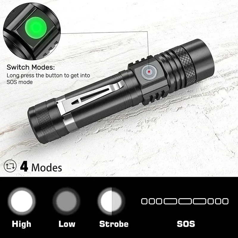 T6 LED Rechargeable Flashlight - Lighting Fixture Outdoor avaliação e preço