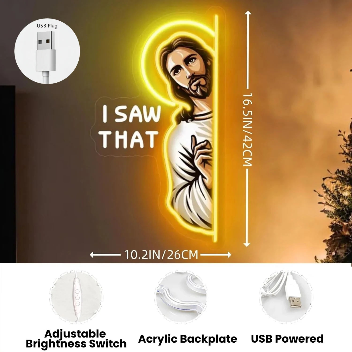 Jesus LED Neon Sign I Saw That - Outdoor Lighting Restaurant avaliação e preço
