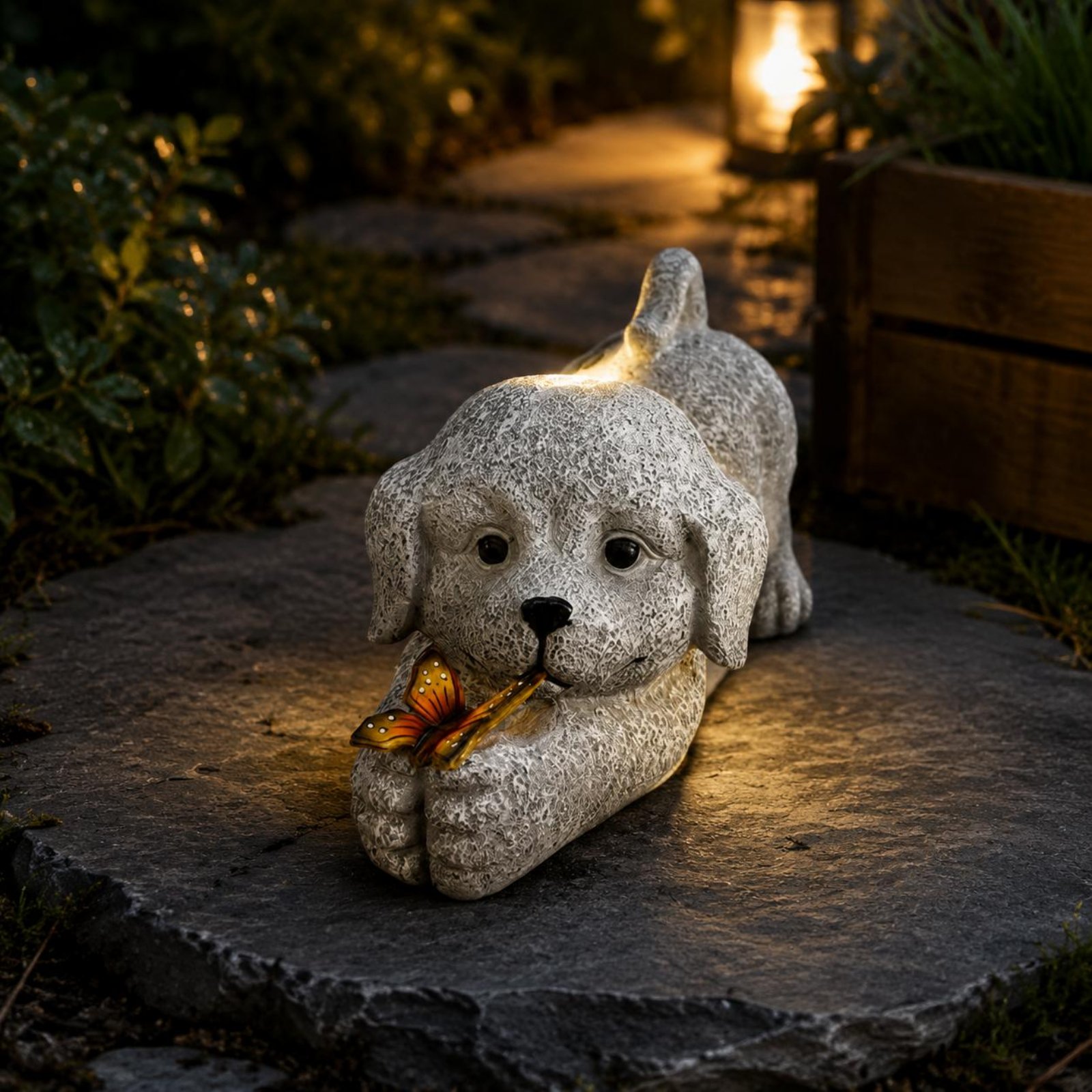 Solar Dog Statue Resin Craft S - Outdoor Lighting Wire avaliação e preço