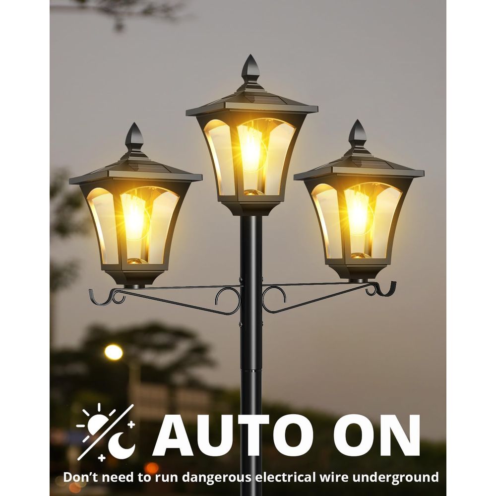 3-Head Solar Lamp Post Light,  - Outdoor Lighting Driveway avaliação e preço
