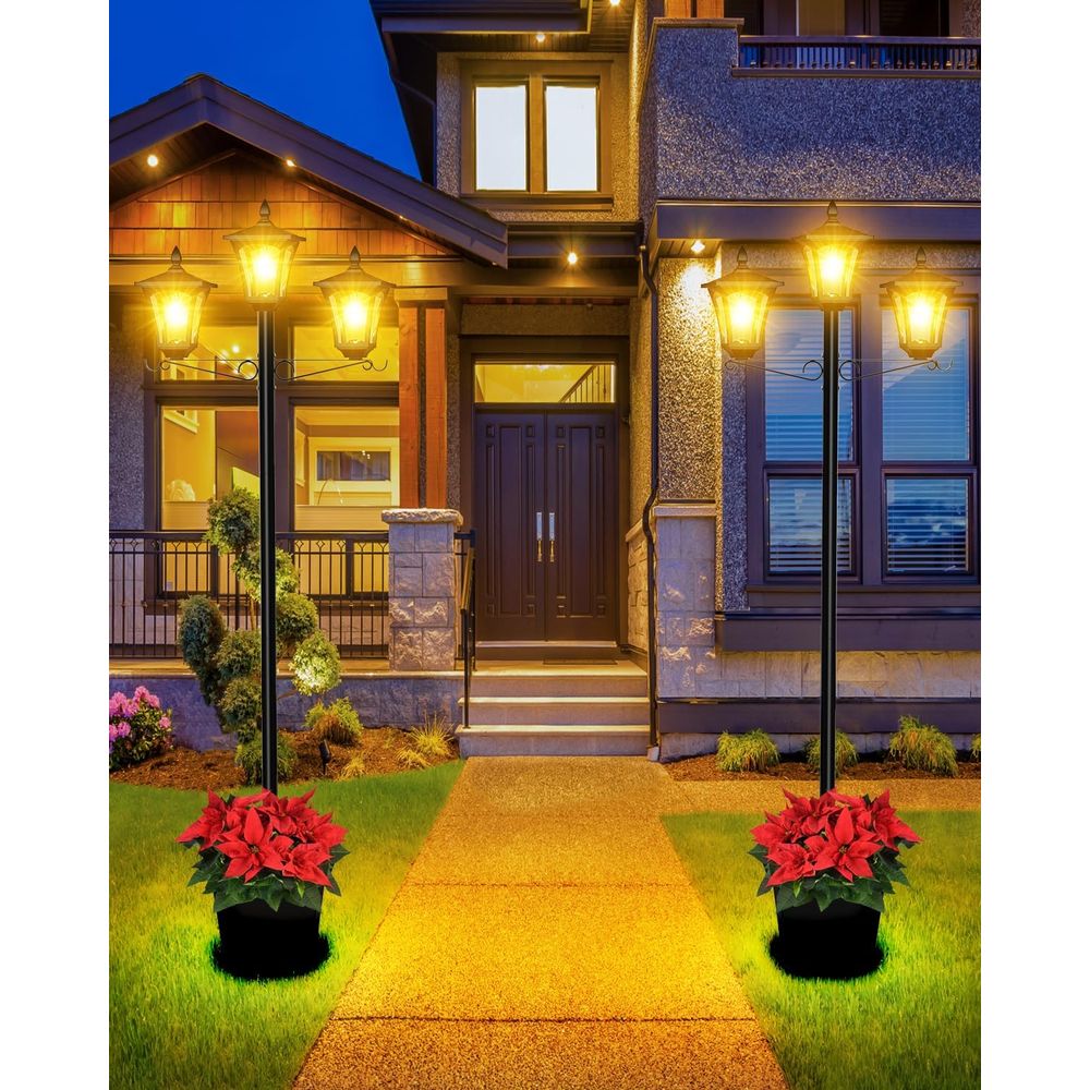 3-Head Solar Lamp Post Light,  - Outdoor Lighting Driveway avaliação e preço